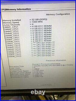 Dell Precision T7600 with Xeon E5-2680 8 Core 2.7GHz CPU 32GB RAM No HDD No GPU