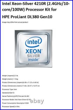 HPE DL380 Gen 10 Xeon-S 4210R Kit for HPE ProLiant DL380 Gen10 Server New SEALED