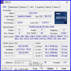 Intel Xeon Max 9480 56 Core CPU LGA4677 3.5GHz 64GB HBM SRMJA AI Optimized CPU