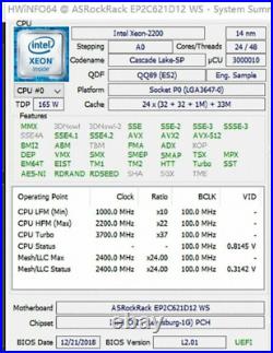 Intel Xeon Platinum 8260 (ES) QQ89 24C 48T 2.2/2.9/3.7GHz