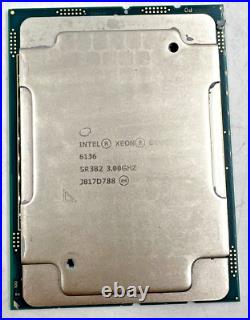 Matched Pair Intel Xeon Gold 6136 3.0 GHz 12-core Skylake CPU SR3B2